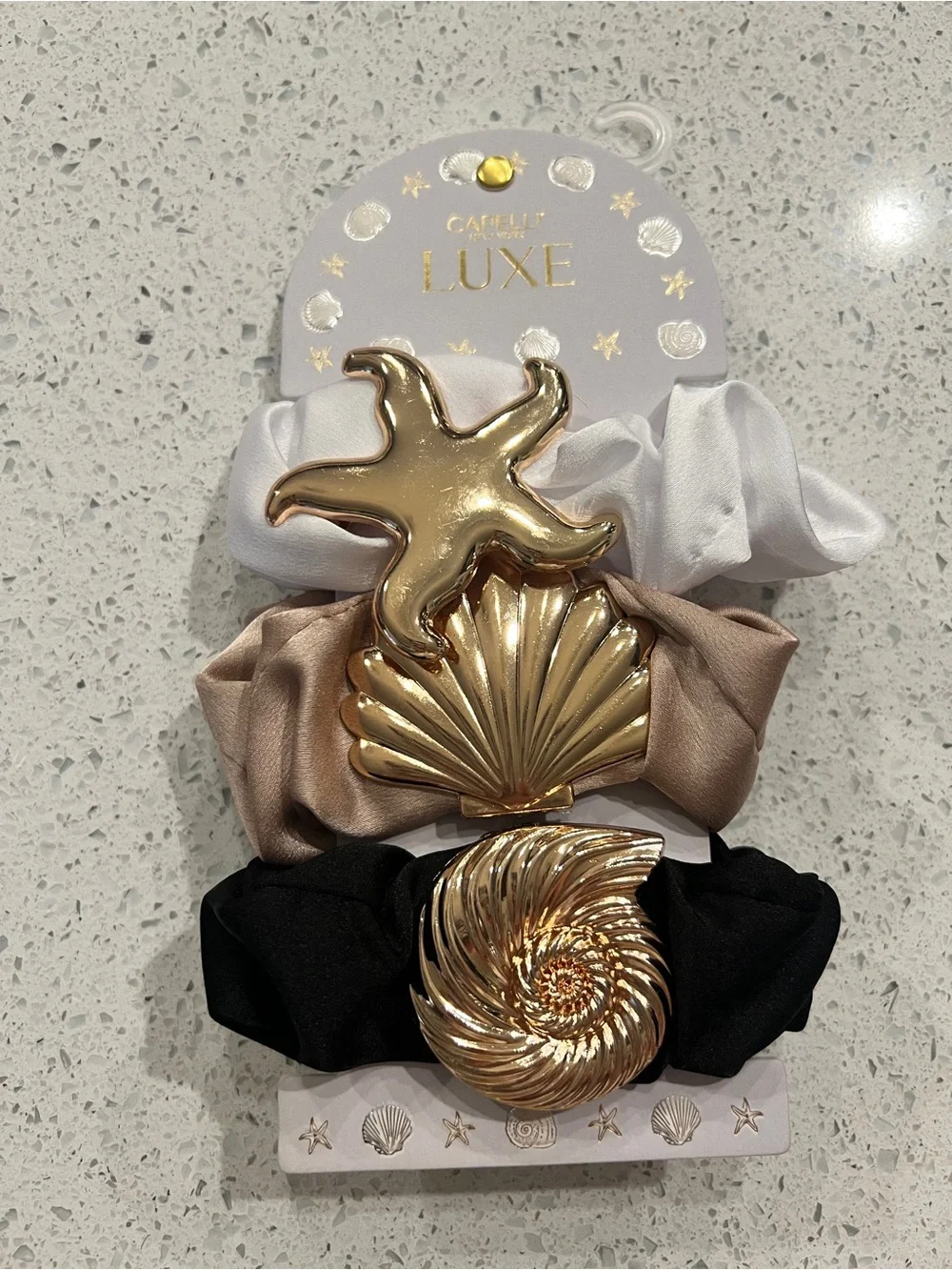 NWT 🐚⚜️ Capelli New York LUXE Nautical Set of 3 Satin Scrunchies